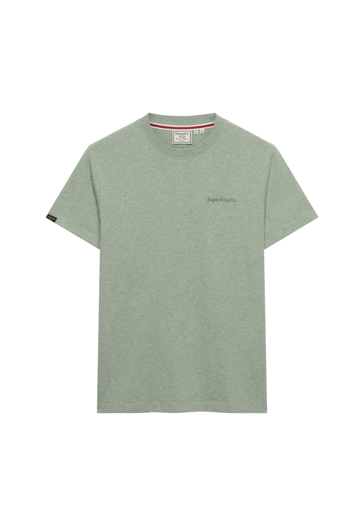 Superdry Essential Company Logo Tee in Vintage Sage Green Marl/Green angled view