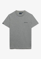 Superdry Essential Company Logo Tee in Sleet Grey Marl/Green angled view