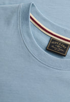 Superdry Essential Company Logo Tee in China Blue/Pink collar detail