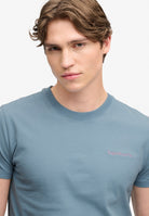 Superdry Essential Company Logo Tee in China Blue/Pink half model view