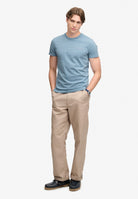 Superdry Essential Company Logo Tee in China Blue/Pink full length model view