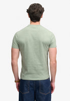 Superdry Essential Company Logo Tee in Vintage Sage Green Marl/Green back model view