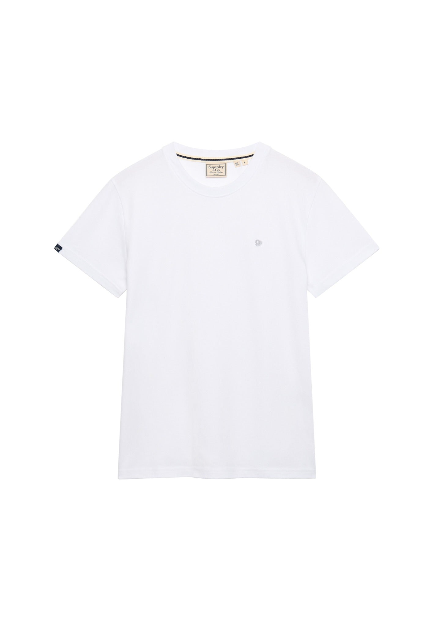 Superdry Essential Sdco Logo Embroidered Tee in Optic/Cold Grey angled view