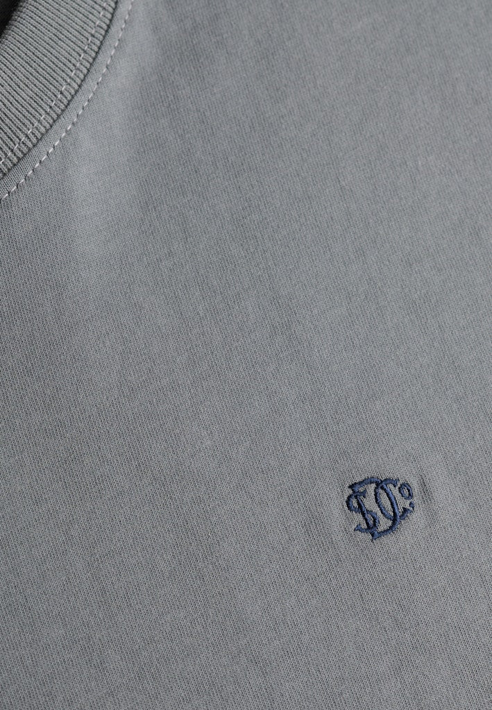Superdry Essential Sdco Logo Embroidered Tee in Stormy Weather Blue/Navy embroidered logo detail