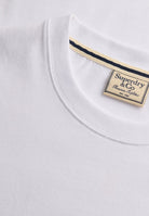 Superdry Essential Sdco Logo Embroidered Tee in Optic/Cold Grey collar detail