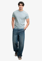 Superdry Essential Sdco Logo Embroidered Tee in Icy Blue Marl/Light Blue full length model view