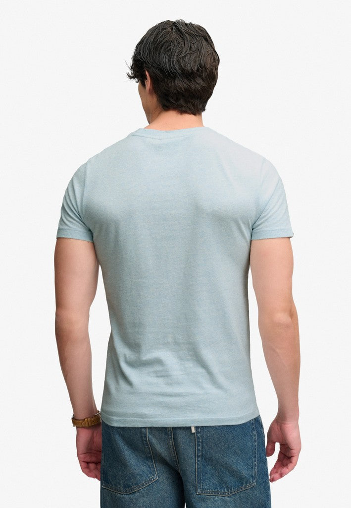Superdry Essential Sdco Logo Embroidered Tee in Icy Blue Marl/Light Blue back model view