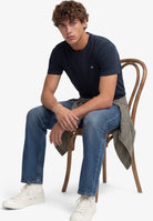 Superdry Essential Sdco Logo Embroidered Tee in Eclipse Navy/Chalk seated view