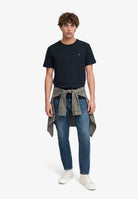 Superdry Essential Sdco Logo Embroidered Tee in Eclipse Navy/Chalk full length view