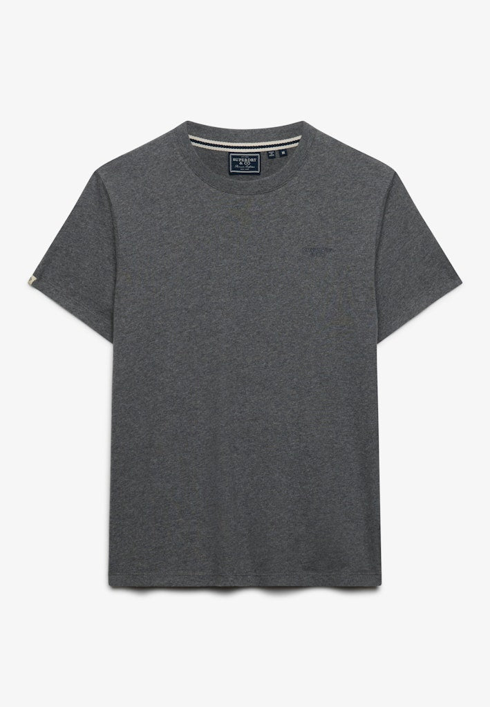 Superdry Essential Stacked Logo Embroidered Tee - Antique Grey Marl - stone Grey in Antique Grey Marl/Stone Grey front