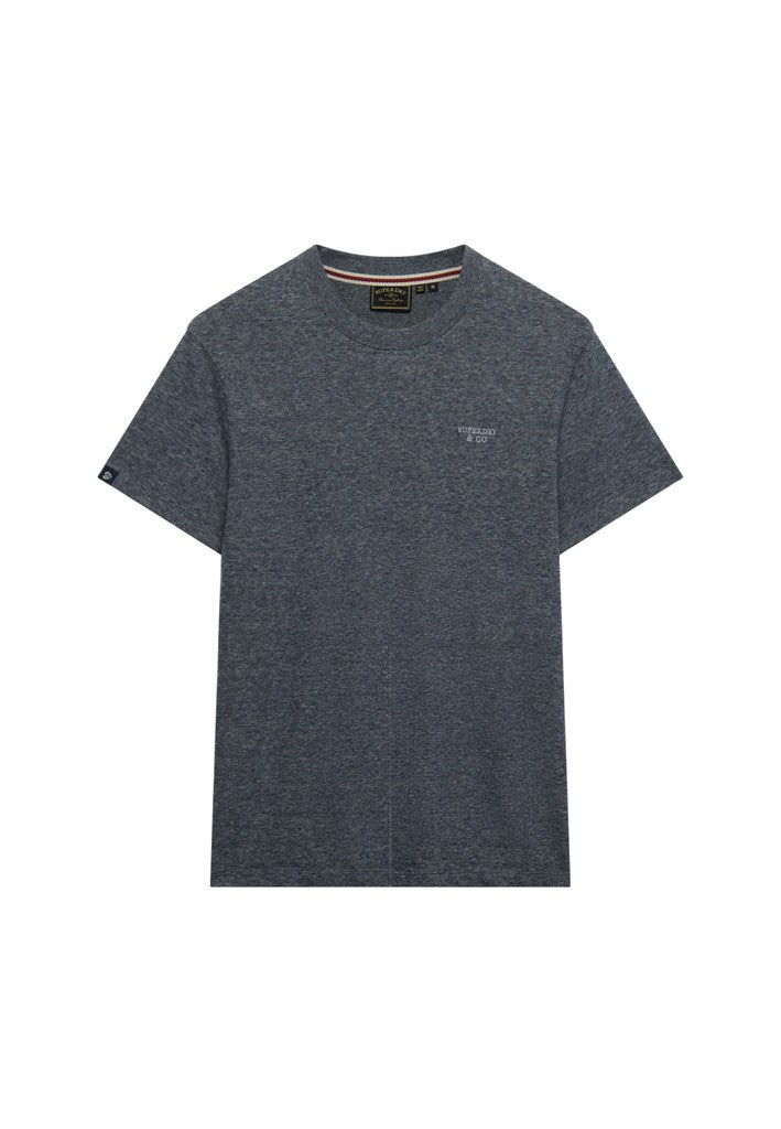 Superdry Essential Stacked Logo Embroidered Tee in Eclipse Navy/Grey Feeder/Grey angled view