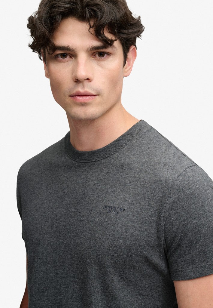Superdry Essential Stacked Logo Embroidered Tee - Antique Grey Marl - stone Grey in Antique Grey Marl/Stone Grey angled