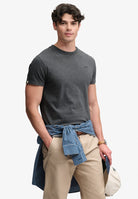 Superdry Essential Stacked Logo Embroidered Tee - Antique Grey Marl - stone Grey in Antique Grey Marl/Stone Grey half