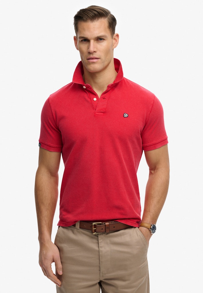 SUPERDRY Vintage Destroy Polo-Burnt Red Burnt Red front view