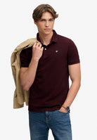 Superdry Vintage Destroy Polo in Winter Port front model view