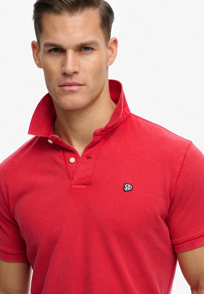 SUPERDRY Vintage Destroy Polo-Burnt Red Burnt Red detail view
