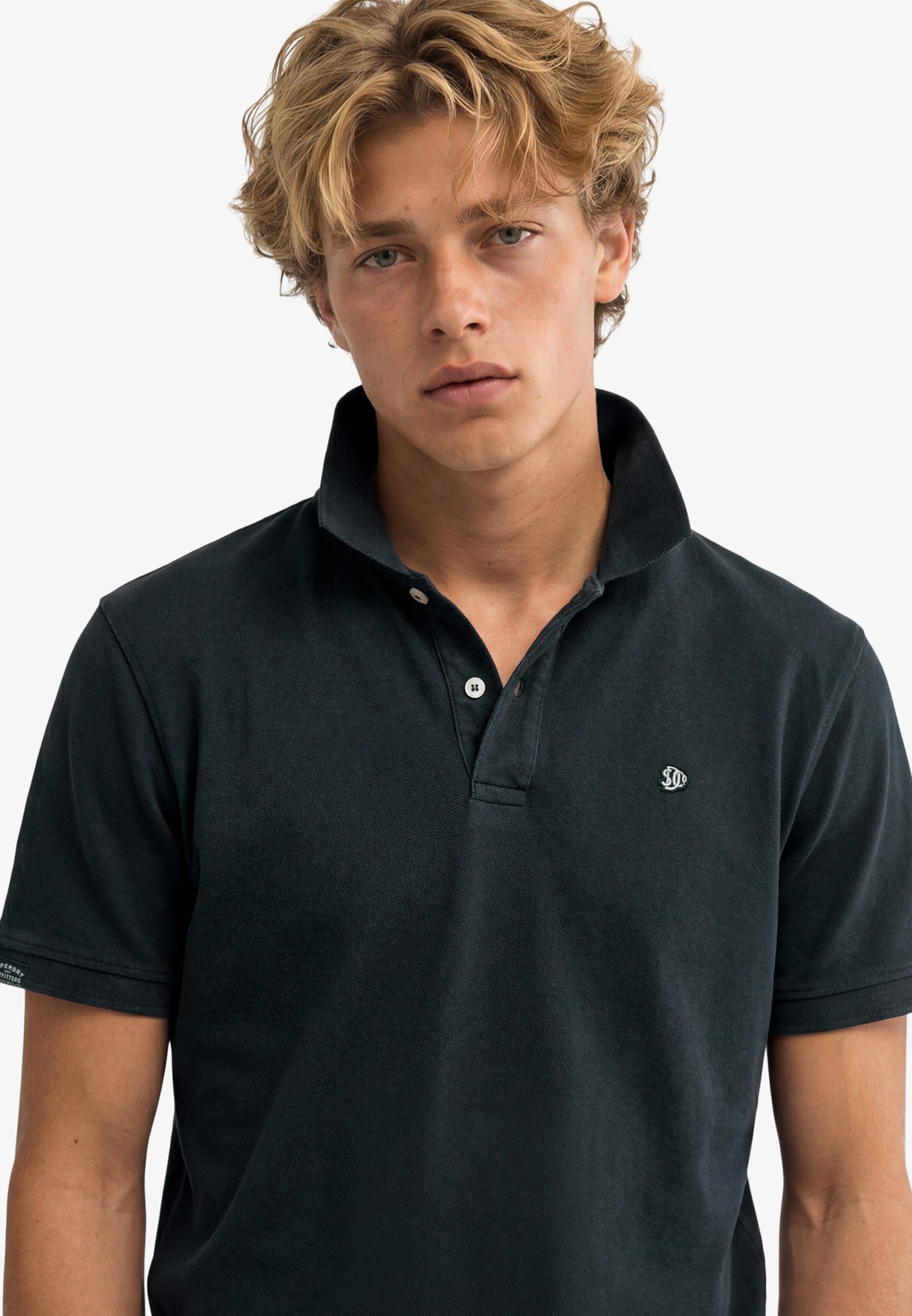 Superdry Vintage Destroy Polo in Eclipse Navy front model view