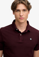 Superdry Vintage Destroy Polo in Winter Port half model view