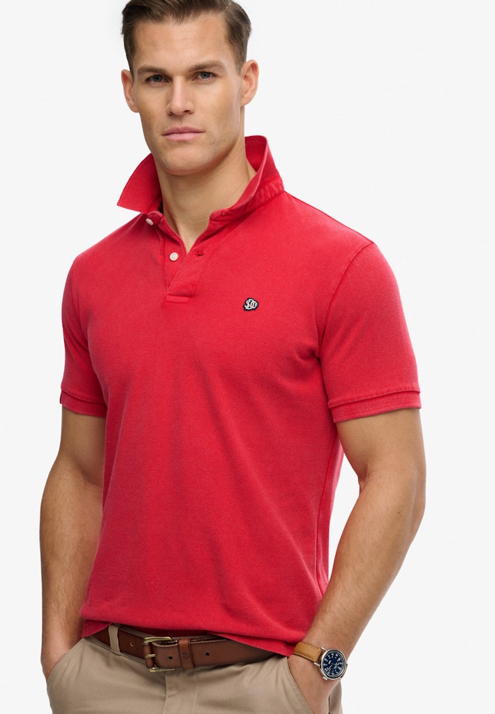 SUPERDRY Vintage Destroy Polo-Burnt Red Burnt Red side view