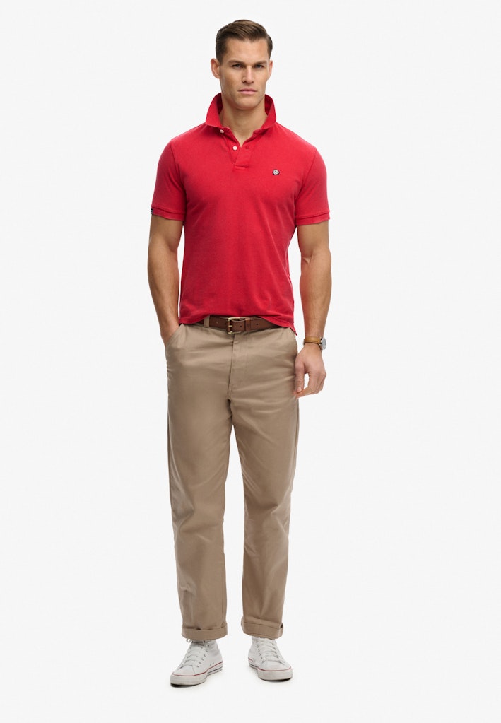 SUPERDRY Vintage Destroy Polo-Burnt Red Burnt Red model front view