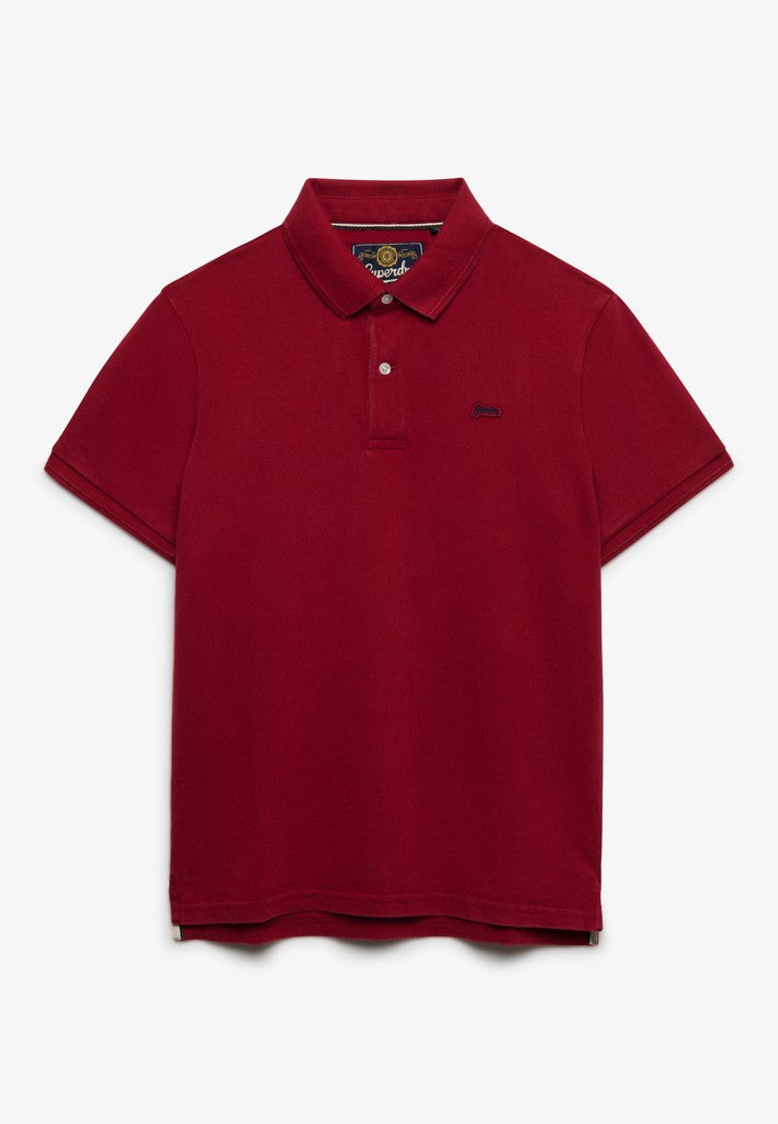 Superdry Classic Pique Polo in Red Dahlia front view