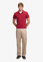 Superdry Classic Pique Polo in Red Dahlia full length model view