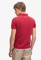 Superdry Classic Pique Polo in Red Dahlia back model view