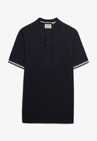 SUPERDRY Knitted Texture Short Sleeve Polo-Classic Navy Stag Classic Navy Stag back view