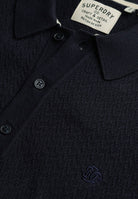 SUPERDRY Knitted Texture Short Sleeve Polo-Classic Navy Stag Classic Navy Stag side view