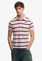 SUPERDRY Vintage Stripe Jersey Polo-Pink Navy Stripe Pink Navy Stripe front view