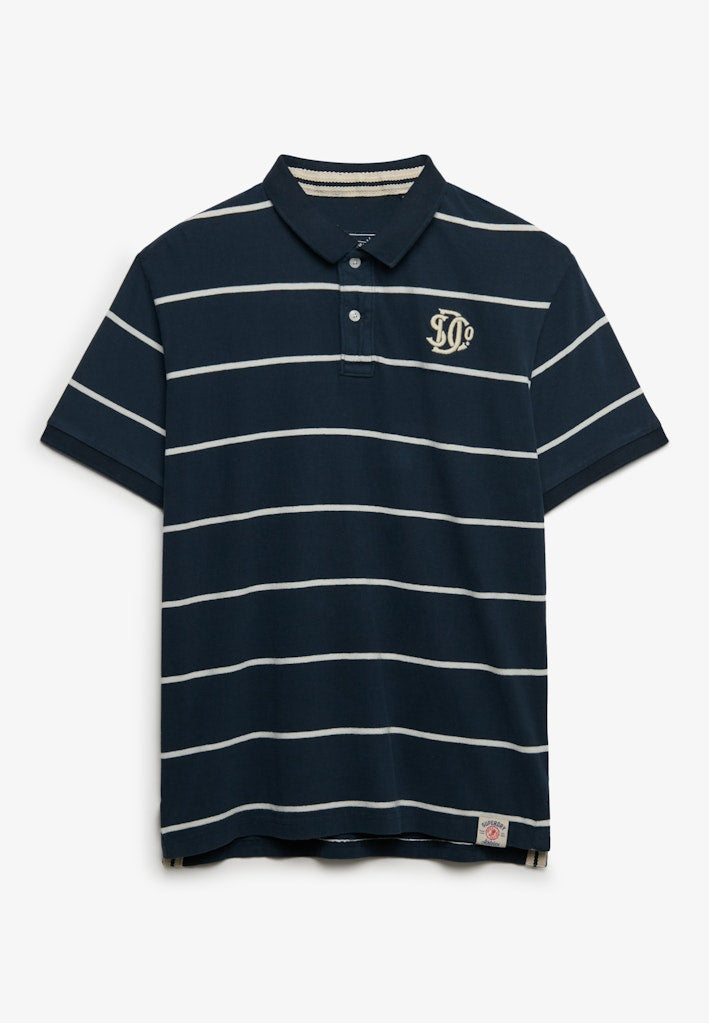 SUPERDRY Vintage Stripe Jersey Polo-Navy Stripe Navy Stripe flat front view
