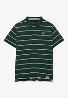 Superdry Vintage Stripe Jersey Polo in Green/Navy Stripe front view