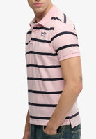 SUPERDRY Vintage Stripe Jersey Polo-Pink Navy Stripe Pink Navy Stripe detail view