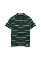Superdry Vintage Stripe Jersey Polo in Green/Navy Stripe angled view