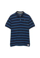 Superdry Vintage Stripe Jersey Polo in Navy Blue Stripe angled view