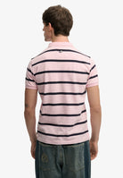 SUPERDRY Vintage Stripe Jersey Polo-Pink Navy Stripe Pink Navy Stripe side view