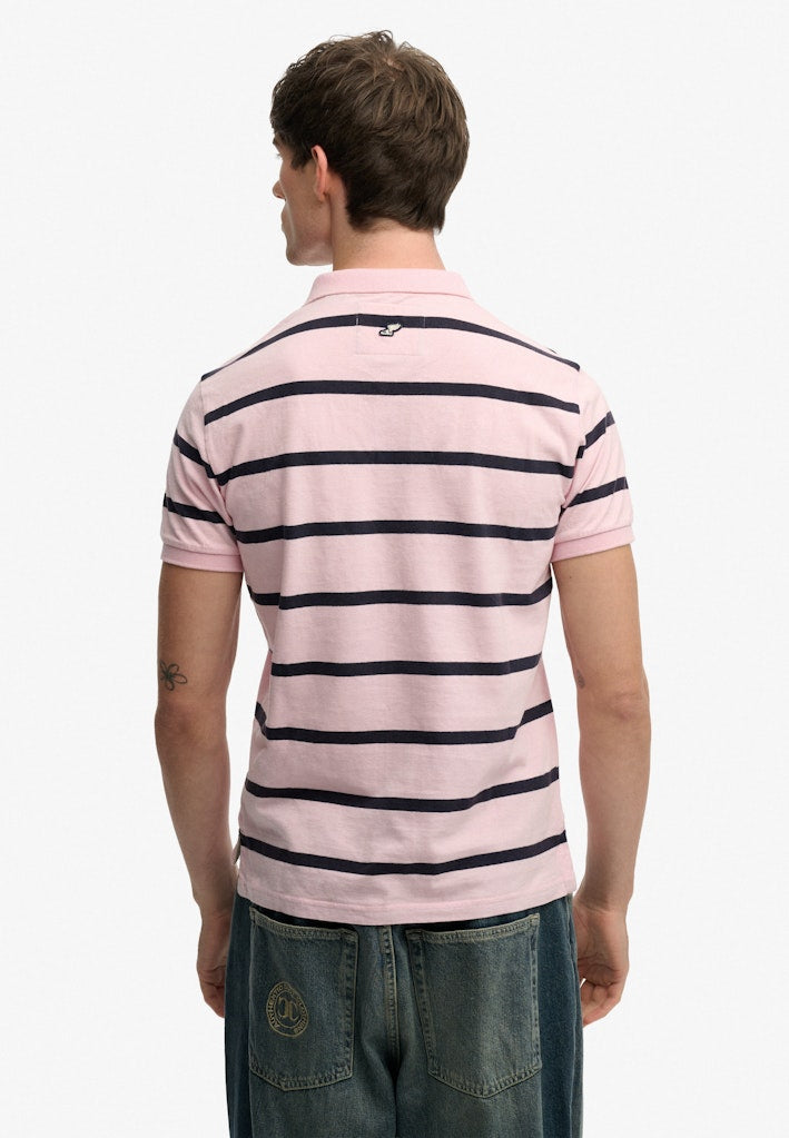 SUPERDRY Vintage Stripe Jersey Polo-Pink Navy Stripe Pink Navy Stripe side view