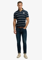 SUPERDRY Vintage Stripe Jersey Polo-Navy Stripe Navy Stripe back view