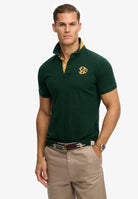 SUPERDRY Pique Monogram Polo-Enamel Green/winter Gold Enamel Green/Winter Gold front view