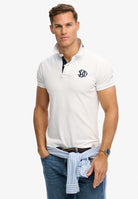 SUPERDRY Pique Monogram Polo-Optic/darkest Navy Optic/Darkest Navy front view