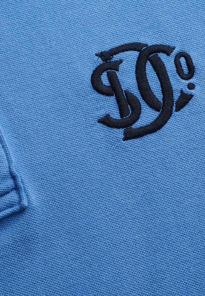 SUPERDRY Pique Monogram Polo Deep Blue Wave Eclipse Navy embroidered logo detail