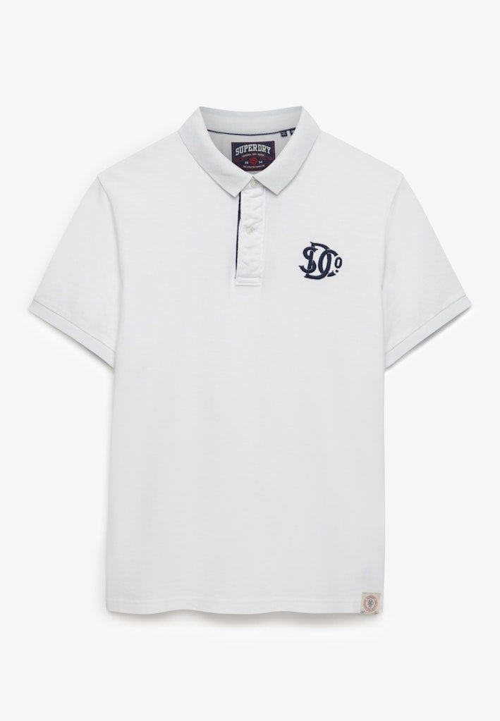 SUPERDRY Pique Monogram Polo-Optic/darkest Navy Optic/Darkest Navy flat front view