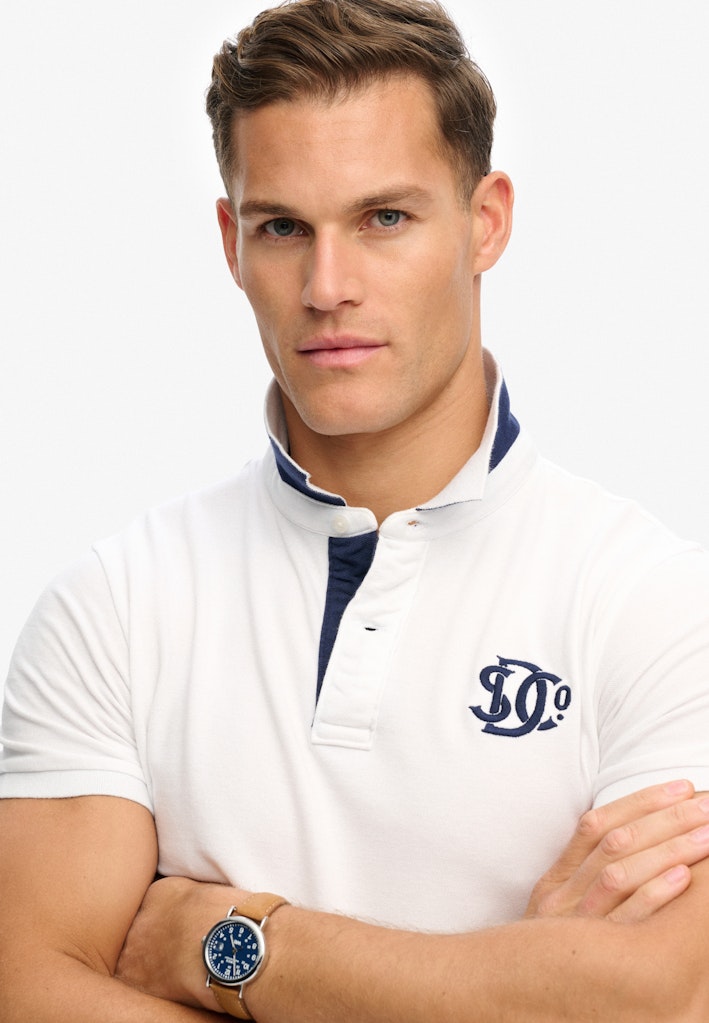 SUPERDRY Pique Monogram Polo-Optic/darkest Navy Optic/Darkest Navy back view