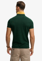 SUPERDRY Pique Monogram Polo-Enamel Green/winter Gold Enamel Green/Winter Gold flat front view