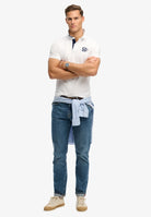 SUPERDRY Pique Monogram Polo-Optic/darkest Navy Optic/Darkest Navy model front view