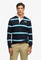 Superdry Vintage Athletic Stripe Rugby in Navy Stripe front model view