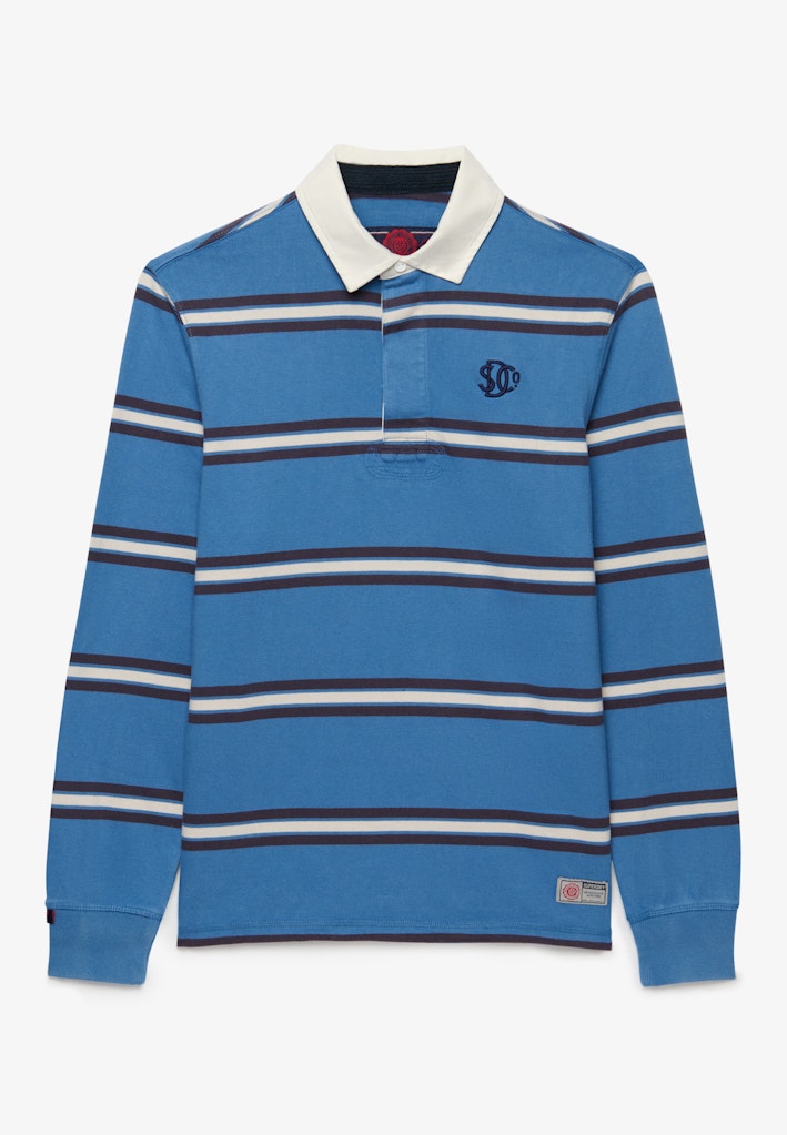 SUPERDRY Vintage Athletic Stripe Rugby-Blue Stripe Blue Stripe flat front view