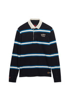 Superdry Vintage Athletic Stripe Rugby in Navy Stripe angled view