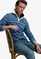 SUPERDRY Vintage Athletic Stripe Rugby-Blue Stripe Blue Stripe detail view