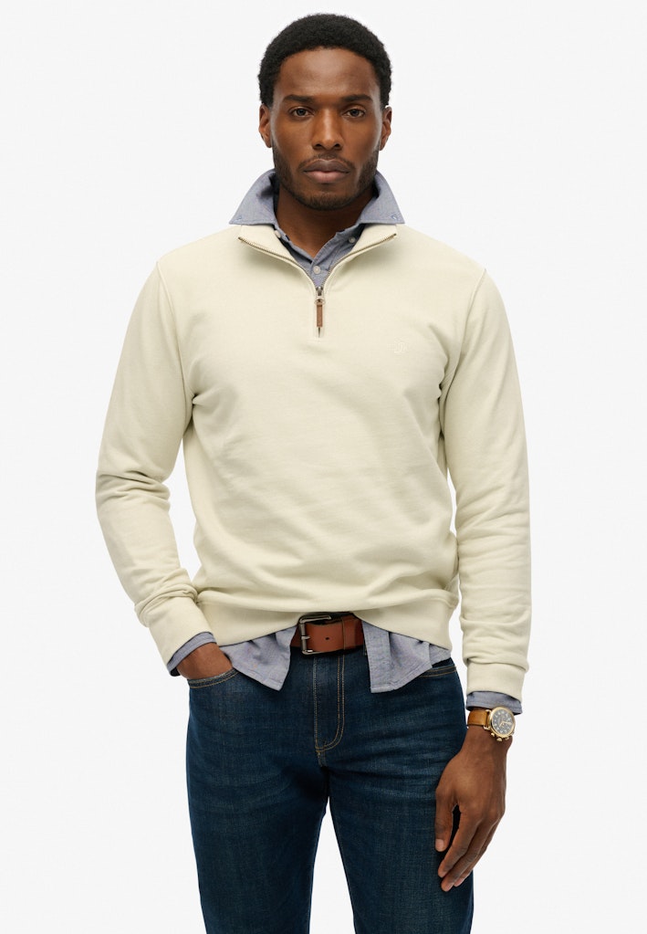 SUPERDRY Classic Essential Half Zip-Silver Birch Silver Birch front view